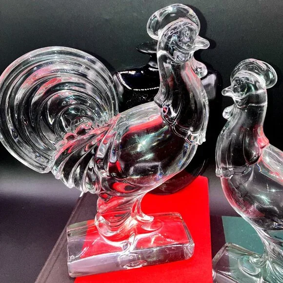 1950's Paden City GlassManganese Glass Rooster (2 Available) Bookend Sculpture
